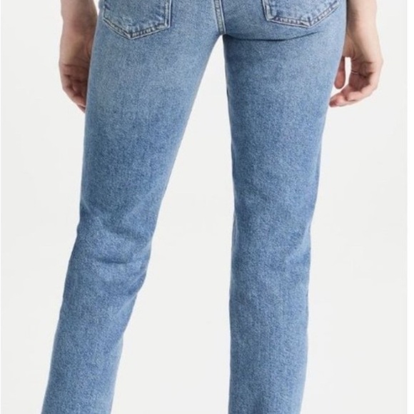 AGOLDE Lyle Jeans Women's Straight Mid Rise Blue Denim Distressed Sz 28 VGUC - Picture 12 of 12